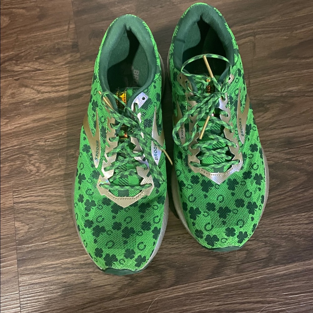 Green Brooks running shoes